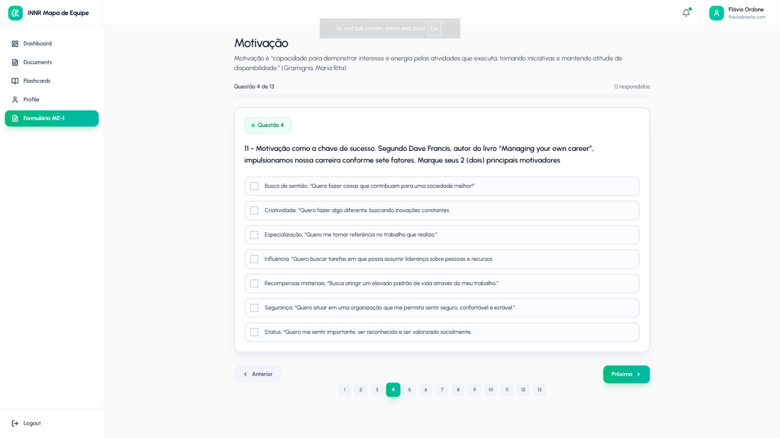 Dashboard de estrutura e performance da equipe